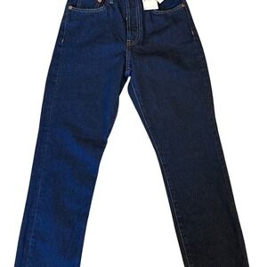 MNG Denim Havana Straight Cropped High Waist Dark Wash Jeans Size‎ 26"